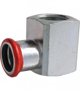 Raccord a sertir acier C Coude reducteur 90° femelle 28mm x 1/2", Contour M