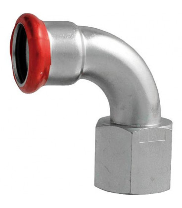 Raccord a sertir en acier C Coude 90° femelle 22mm x 3/4", Contour M
