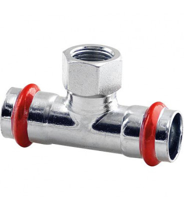 Acier C contour V Raccord A sertir T de transition avec sortie femelle 35 mm X DN 15 (1/2") X 35 mm