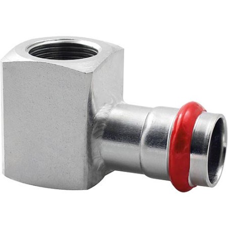 Acier C Contour V Raccord A sertit coude de reduction avec sortie femelle 28 mm X DN 15 (1/2")