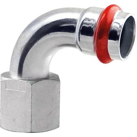 Acier C Contour V Raccord A sertir Clarinette 90 ° Femelle 15 mm X DN 10 (3/8")
