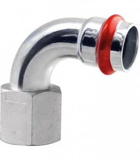 Acier C Contour V Raccord A sertir Clarinette 90 ° Femelle 28 mm X DN 15 (1/2")