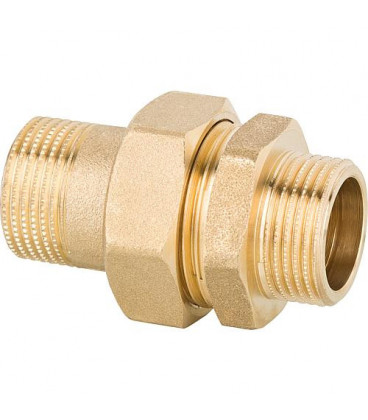 Raccord a vis laiton DN20 (3/4") male x male PN10, a joint plat avec joint
