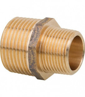 Raccord fileté en laiton rouge mamelon double réduit type 3245 1" X 3/4"