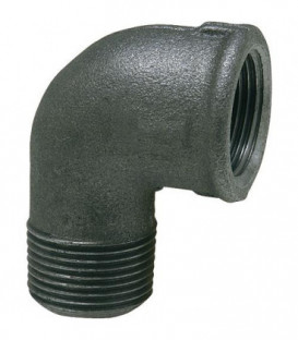 Raccord en fonte malleable, noir coude 90°, 11/2" (fem/male) Type 92