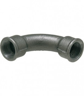 Raccord en fonte malleable, noir Coude 90°, long, 3/4" (fem/fem) Type 2