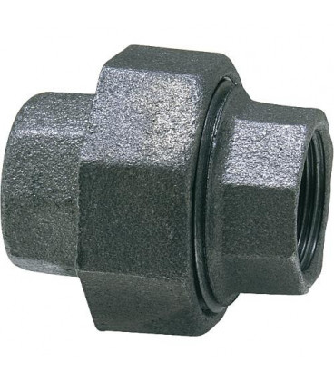 Raccord en fonte malleable, noir Raccord a vis 11/2" (fem/fem) Type 330, joint plat