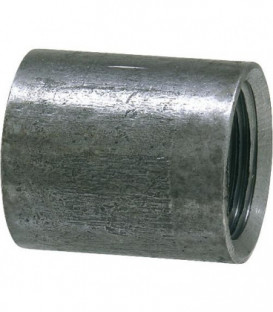 Manchon 1 1/4" fer forge St37 sans bord avec filet a droite DIN2986, noir soudé