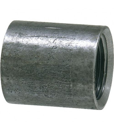 Manchon 1 1/4" fer forge St37 sans bord avec filet a droite DIN2986, noir soudé