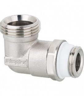 Raccord coude 1/2" x 3/4" 1/2" autoetanche 3/4" eurocone nickele"