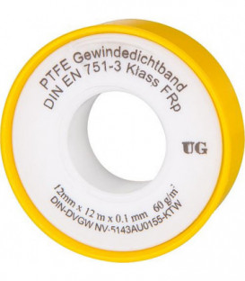 Ruban d'isolation PTFE FRp (filet fin) 1 pce noyau blanc/ gaine jaune