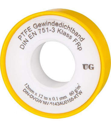 Ruban d'isolation PTFE FRp (filet fin) 1 pce noyau blanc/ gaine jaune