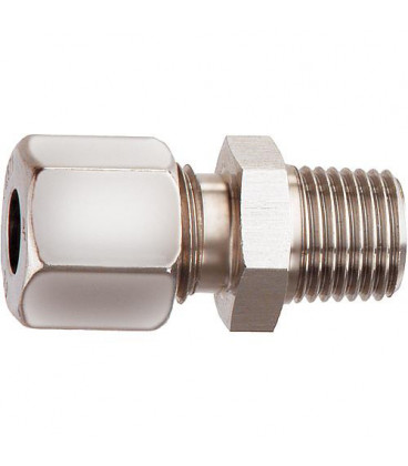 Raccord a bague coupante GEV 10 mm x R 3/8" conique.