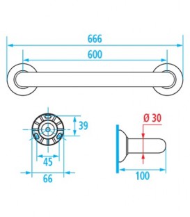 Barre droite 600 mm