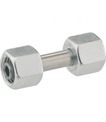 Raccord bilateral RST 8 mm avec ecrou-chapeau et bague coupante