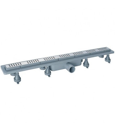 Bonde de douche Basicflow long.600mm et feuille d'étanchéité 800x250mm et gille inox Squares incluse