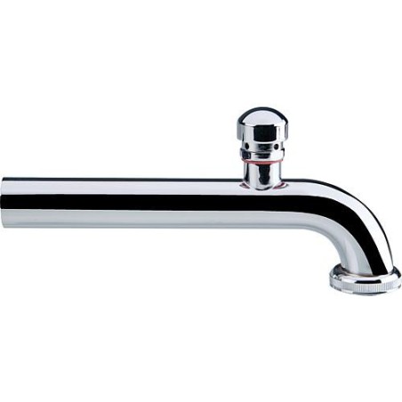 Coude de sortie 90° laiton chrome, 32 x 250 mm avec bord, écrou tournant, aerateur
