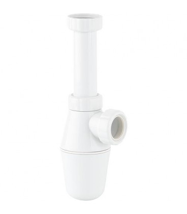 Siphon en PP sans tube tube mural et rosace, diam. 32x11/4 hauteur pot 110 mm