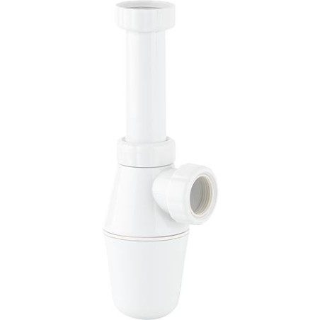 Siphon en PP sans tube tube mural et rosace, diam. 32x11/4 hauteur pot 110 mm