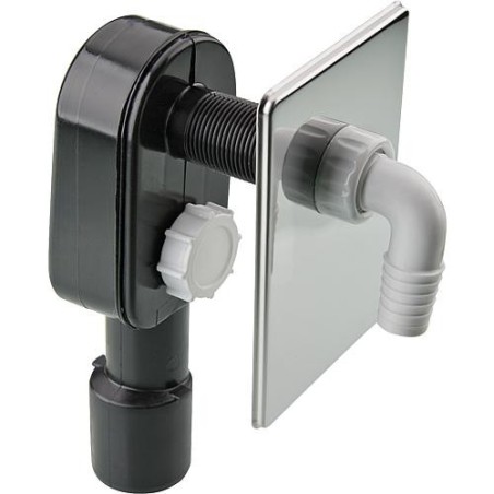 Siphon encastre PE avec rosace en inox DN 40/50