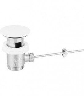 Bonde excentrique DN32 (1 1/4") bouchon Corian blanc laiton chrome