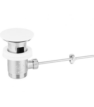 Bonde excentrique DN32 (1 1/4") bouchon Corian blanc laiton chrome