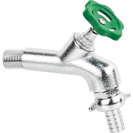 Vanne d'ecoulement DN15(1/2") avec aerateur de tube et embout a olive mat chrome, modele suisse