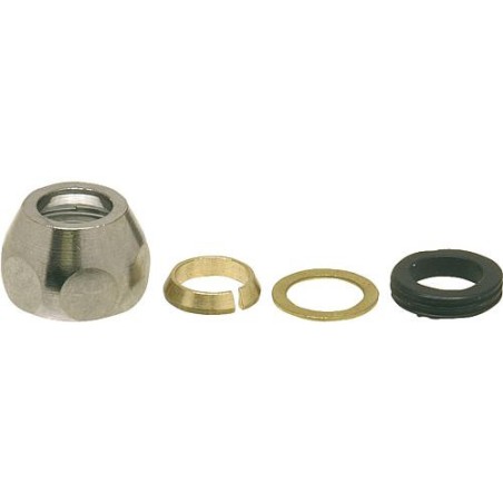 Raccord a presser 3/8" x 12 mm conique, laiton chrome 4 pieces