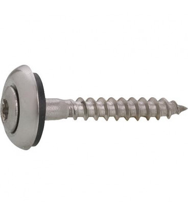 Vis avec joint caoutchouc EPDM et rosace inox TX-25 A2 brut 4,5x180 sach.100pcs