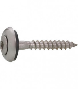 Vis avec joint caoutch EPDM et rosace inox TX25 A2 blanc 4,5x150 sachet 100