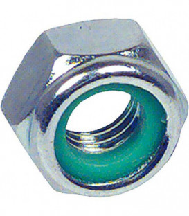Ecrou hexagonal de securite avec Bague en plastique zinguee DIN 985 M 3, Emballage 100