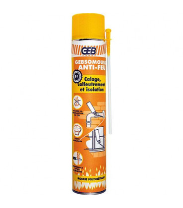 Mousse polyuréthane Gebsomousse anti-feu pour isolation therm/phonique 650/510 ml