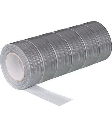Ruban adhésif en textile PE argent - 50 mm x 50 m sachet de 6 rouleaux