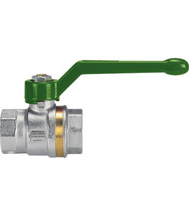 Vanne a bille laiton ASTER ACS fem/fem 1" certifie DVGW avec levier vert aluminium
