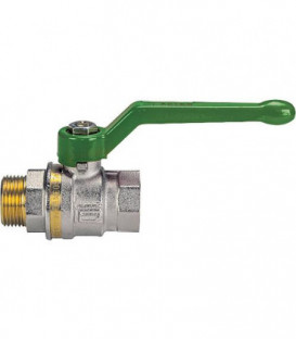Vanne a bille laiton ASTER ACS fem/male 1/2" certifie DVGW avec levier alu vert