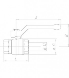 robinet laiton ASTER ACS f/f 2" avec levier alu, rouge