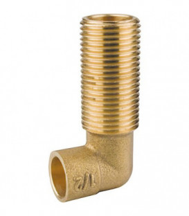 Raccord d'angle laiton à souder mâle version longue, 1/2" x 16mm