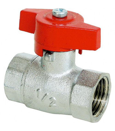 Vanne a boisseau spherique laiton PN20 passage integral, poignee papillon DN15 1/2" femelle femelle