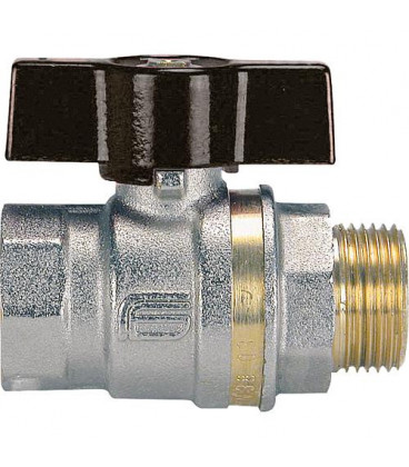 Robinet à bille en laiton male/femelle 1" avec poignée papillon alu