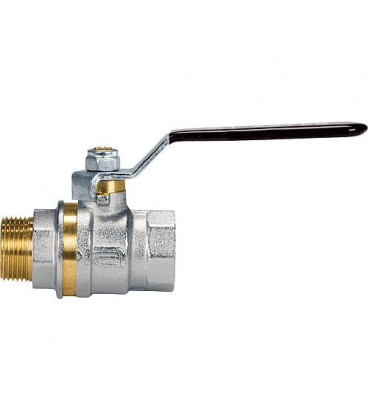Robinet à bille en laiton male/femelle 1/2" avec levier à main acier