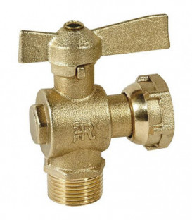 vanne d'arret equerre avec écrou chapeau 1/2" mâle x 3/4" chapeau