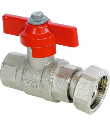 Vanne a boisseau spherique avec poignee papillon, 1/2"filet femx 3/4" vis filet fem laiton nickeleé PN16