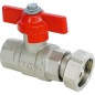 Vanne a boisseau spherique avec poignee papillon, 1/2"filet femx 3/4" vis filet fem laiton nickeleé PN16