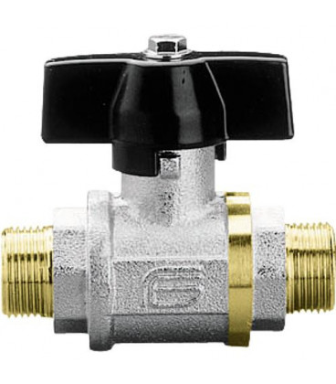 Robinet à boisseau sphérique en laiton filetage male/male 1" avec poignée papillon en aluminium