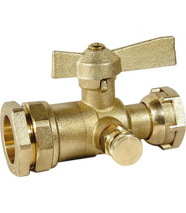Vanne d'arret droite pour tube PE 25mm x 3/4" écrou-chapeau Vanne d'arret droite pour tube PE 25mm x 3/4" écrou-chapeau