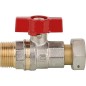 Robinet a boisseau sphérique laiton Aster ACS, 1/2" male x 3/4" ecrou tourna avec levier alu