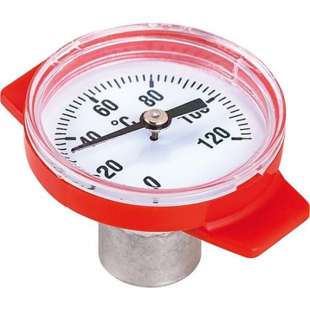 Thermometre rouge convient pour robinet spherique T-isolation type fileté et bride,echelle 0-120°C