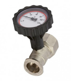 VL-robinet bois- sphe- bride de pompe 11/4" avec poignee thermometre rouge nickele
