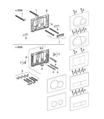Kit tige d'enclenchement pour plaque de commmande Kit tige d'enclenchement pour plaque de commmande