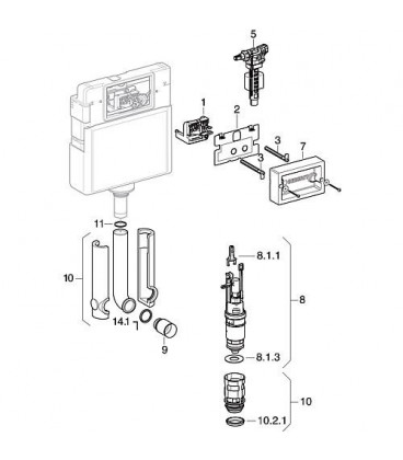 Kit tige d'enclenchement pour plaque de commande 2 quantités